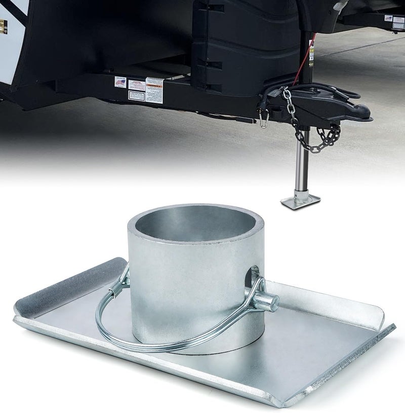 Aupar Trailer Jack Foot Plate with Pin Base, 5000lbs Capacity RV Jack Foot Pad Compatible with Boat Trailer Jack Tongue Parts, Boat Hitch Camper, RV, A-Frame Boat - Silver - Image 1